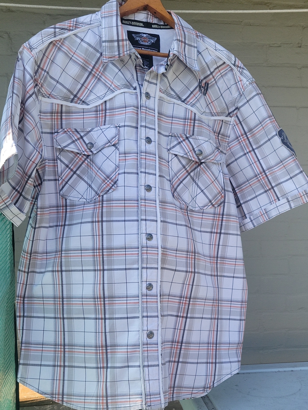 Mens Harley Davidson Genuine Motor Clothes Snap Front And Collar Sz XL Shirt - Picture 13 of 16